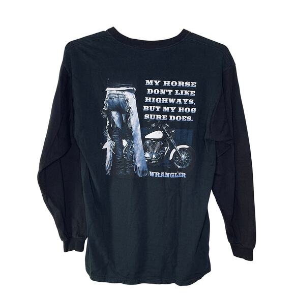 Wrangler Other - Vintage Wrangler Motorcycle Shirt Mens Large Long Sleeve Black Hog Biker Western